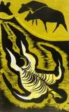Cecil Skotnes, Shaka Lies Untouched, colour woodcut
