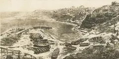 Harbour Hermanus by Tinus de Jongh, etching, sold Nov 2017