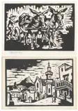 Gregoire Boonzaier, Donkey Cart; and Bo Kaap, two, linocut