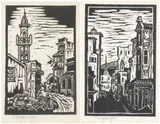 Gregoire Boonzaier, District Six Street Scenes, two, linocut