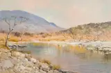 Christopher Tugwell, River in a Winter Landscape, oil on board