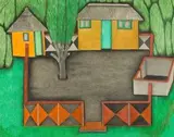 Clifford Mpai, Lebowa Forest House, coloured pencil on paper