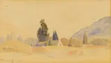 Farmhouse in a Landscape by Jacobus Hendrik Pierneef, watercolour on paper, sold Nov 2017