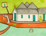 Clifford Mpai, Church of Phoffu, coloured pencil on paper