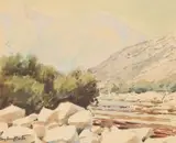 River Bank by Sydney Carter, watercolour on card, sold Nov 2017