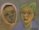 Marjorie Wallace, Portrait of Two Ladies, gouache on paper