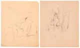 Johannes Meintjes Sketsboek 1957, bladsye 10 en 11, two by Johannes Meintjes, ballpoint pen on paper, offered Nov 2017