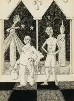Stage Scene by Fred Page, pen and ink on paper, sold Nov 2017