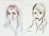Carl Büchner, Portrait of a Boy; and Another, two, ink and watercolour; mixed media on paper