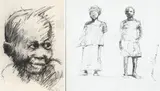 Nelson Makamo, Portrait of a Child; and Two Figures, two