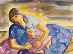 Iris Ampenberger, Mother and Child, watercolour on paper