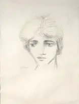 Portrait of a Boy by Carl Büchner, charcoal, sold Nov 2017