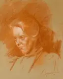 Frans Oerder, Artist's Mother, conté on paper