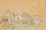 Cottages near Swellendam by Gregoire Boonzaier, pencil and watercolour on paper, sold Nov 2017