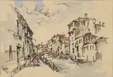 Canals with Bridges, Venice, recto; Sketch of a woman at work, verso by Gregoire Boonzaier, watercolour on paper, sold Nov 2017
