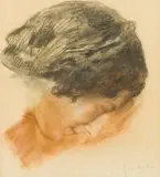 Frans Oerder, Profile of a Woman, charcoal and conté on paper