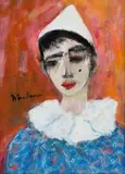Pierrot by Carl Büchner, oil on board, sold Nov 2017