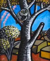 An Owl in a Tree by Nicolaas Maritz, enamel on board, sold Nov 2017