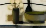 Pieter van der Westhuizen, Still Life with flowers, bottle and bowl