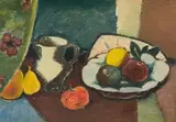 Pranas Domšaitis, Still Life with Fruit and White Jug, recto; Still life Study, verso