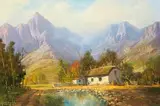 Cottage in the Mountains by Gabriel de Jongh, oil on canvas, sold Nov 2017