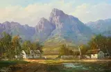 Thatched Cottages in the Mountains by Gabriel de Jongh, oil on canvas, sold Nov 2017