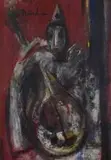 Harlequin Playing a Lute by Carl Büchner, oil on board, offered Nov 2017