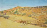 Lioness and Gemsbok in the Kalahari by Zakkie Eloff, oil on canvas, sold Nov 2017