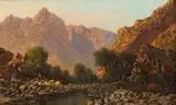 Mountainous Landscape by Tinus de Jongh, oil on canvas, sold Nov 2017