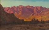 Sunlit Mountains by Tinus de Jongh, oil on canvas, sold Nov 2017