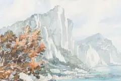 Sydney Carter, Seascape with Rock Formation, mixed media