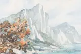 Sydney Carter, Seascape with Rock Formation, mixed media