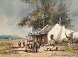 Christiaan Nice, Donkey Cart and Figures Outside a Shop