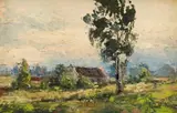 Cape Dutch Homestead in Landscape by Otto Klar, oil on board, sold Nov 2017