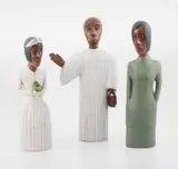 Lesbian Marriage II, three figures by Mashego Johannes Segogela, carved and painted wood, sold Nov 2017