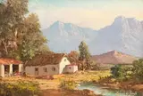 Cottage and Mountains by Gabriel de Jongh, oil on canvas, offered Nov 2017