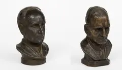 Busts of Eugene Marais and AG Visser, two by Coert Laurens Steynberg, lead compound and bronze, sold Nov 2017