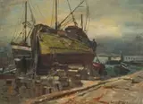 Dockyard by Errol Boyley, oil on board, offered Nov 2017