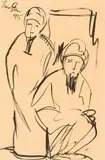 Irma Stern, Two Arabs, ink on paper