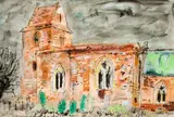 John Piper, Cold Higham, Northamptonshire, mixed media on paper