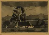Jacobus Hendrik Pierneef, Cape Dutch House, etching and aquatint