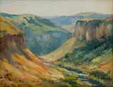 Mountainous Landscape by Hugo Naude, oil on board, sold Nov 2017
