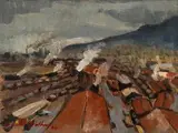 David Botha, Cape Town Railway Station, oil on canvas