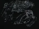 Song of Solomon by Walter Battiss, white ink on black paper, sold Nov 2017