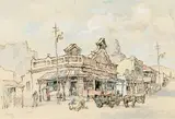 Street with Vegetable Cart, Old Cape Town by Gregoire Boonzaier, charcoal and watercolour on paper, sold Nov 2017