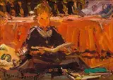 Girl Reading by Adriaan Boshoff, oil on canvas laid down on board, sold Nov 2017