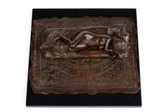 James Butler, Girl, Matress and Carpet, bronze with a brown patina, mounted on a marble base