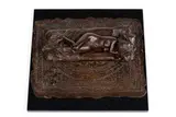 James Butler, Girl, Matress and Carpet, bronze with a brown patina, mounted on a marble base
