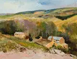 Farmstead in Valley by Errol Boyley, oil on canvasboard, sold Nov 2017