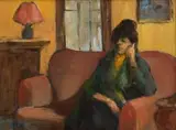 Woman on Sofa by Alexander Rose-Innes, oil on canvas, offered Nov 2017
